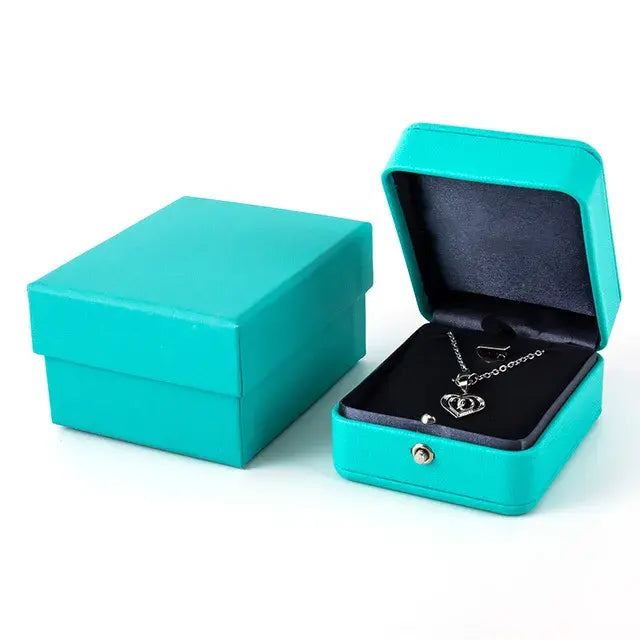 Luxury Romantic Leather Jewelry Gift Box - Elegant Blue Storage Case