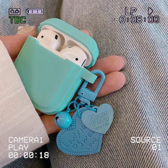 Silicone AirPods Case - Tiffany Blue Milk Tea Love Art Design for Apple AirPods Pro 3 2 1