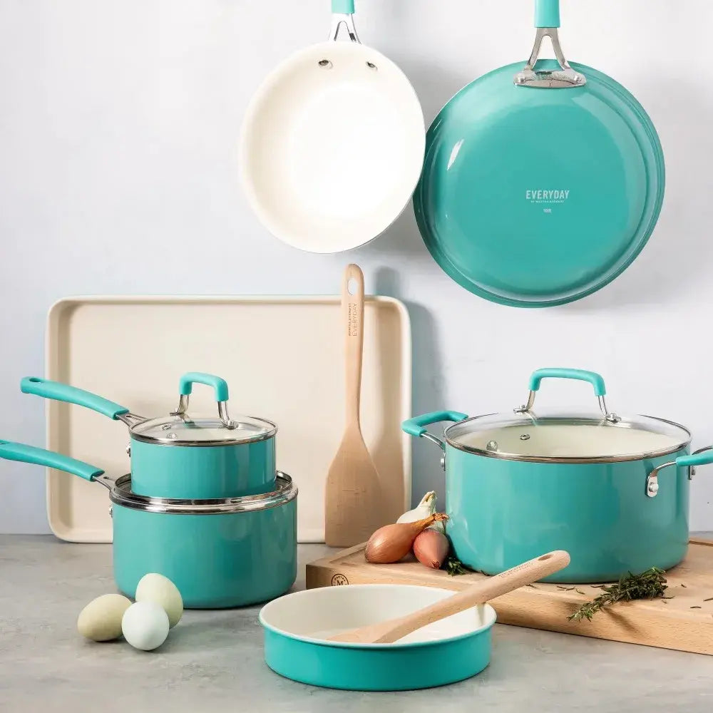 Everyday Charlemont 12-Piece Aluminum Cookware Set - Teal