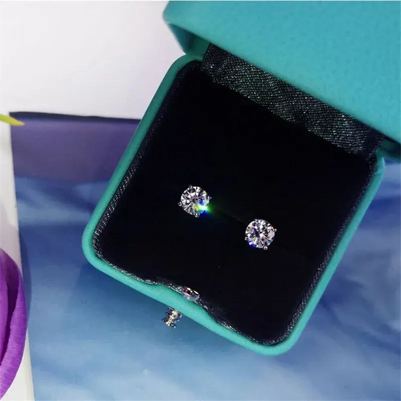 Solitaire Lab Diamond Stud Earrings in 925 Sterling Silver