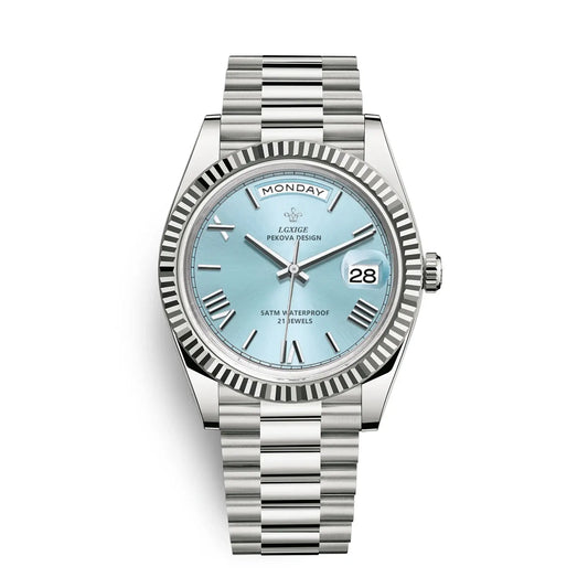 Best Selling 2024 Fashion Tiffany Blue Watch for Men - Luxury Day-Date Wristwatch