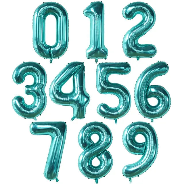 40-inch Tiffany Blue Number Foil Helium Balloon - Birthday Party Decoration