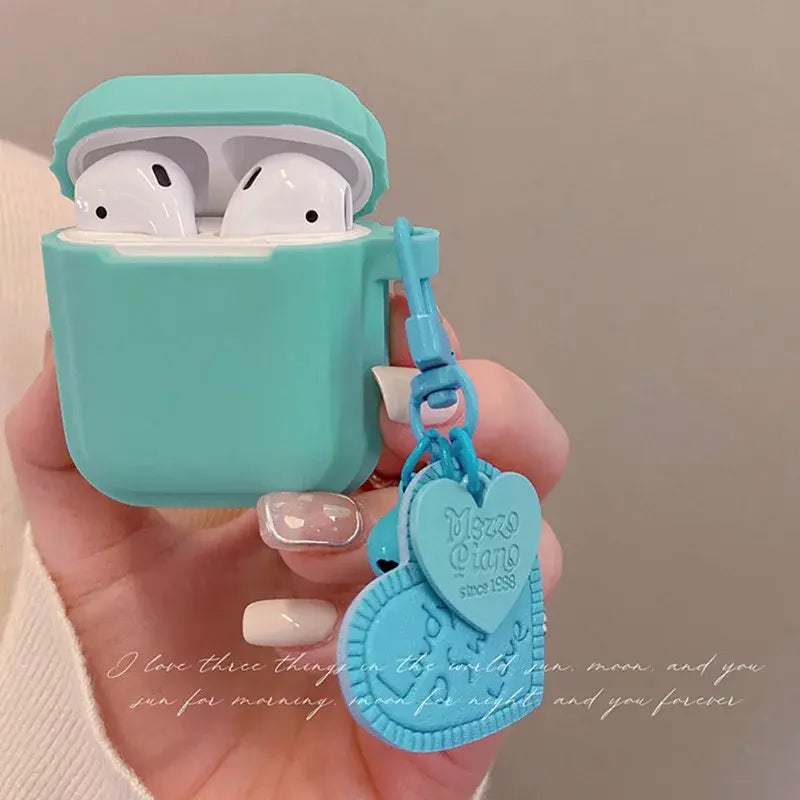 Silicone AirPods Case - Tiffany Blue Milk Tea Love Art Design for Apple AirPods Pro 3 2 1