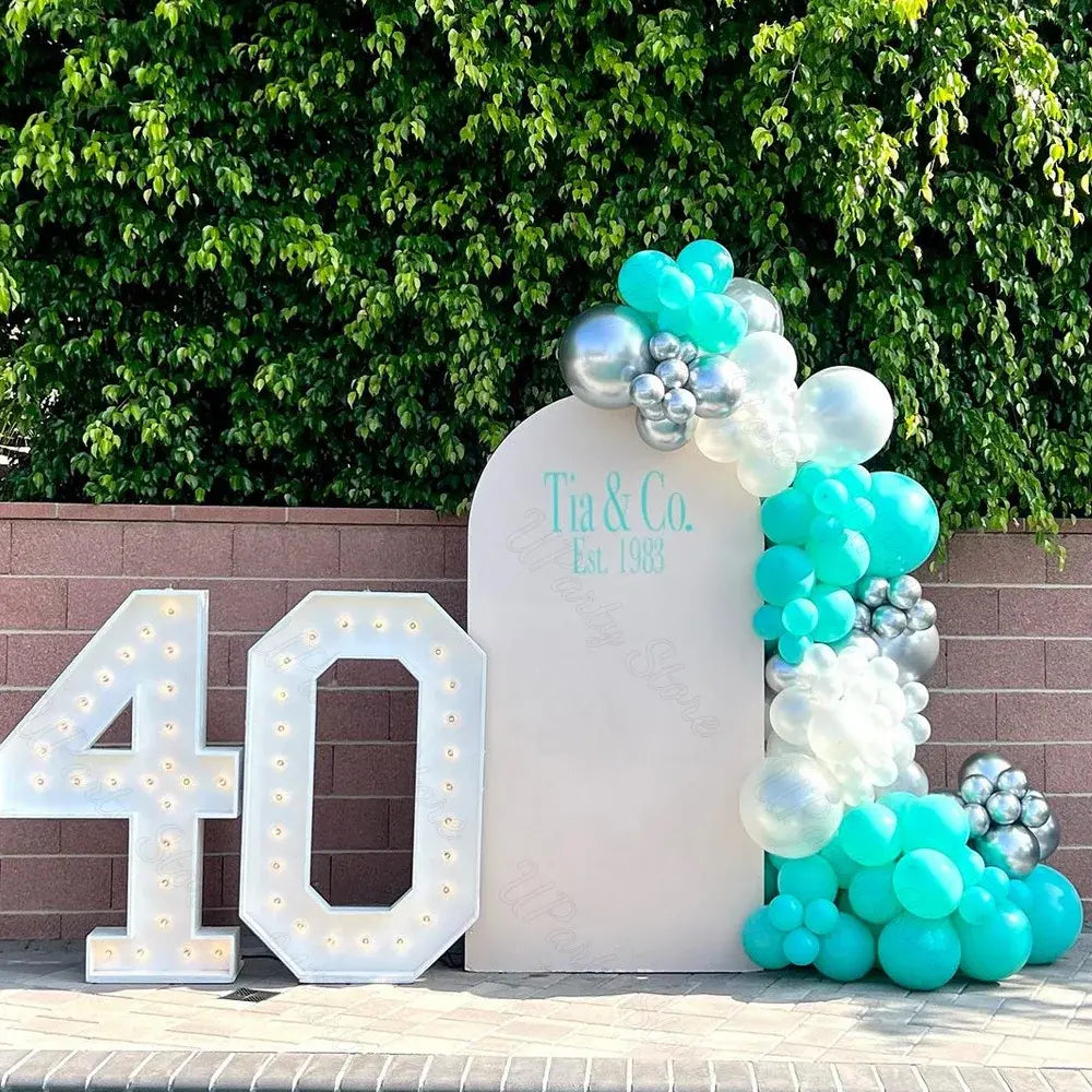 Tiffany Blue Balloons Garland Set - Silver, Teal, and Pearl White Balloon Arch for Birthday, Wedding, Party Decor