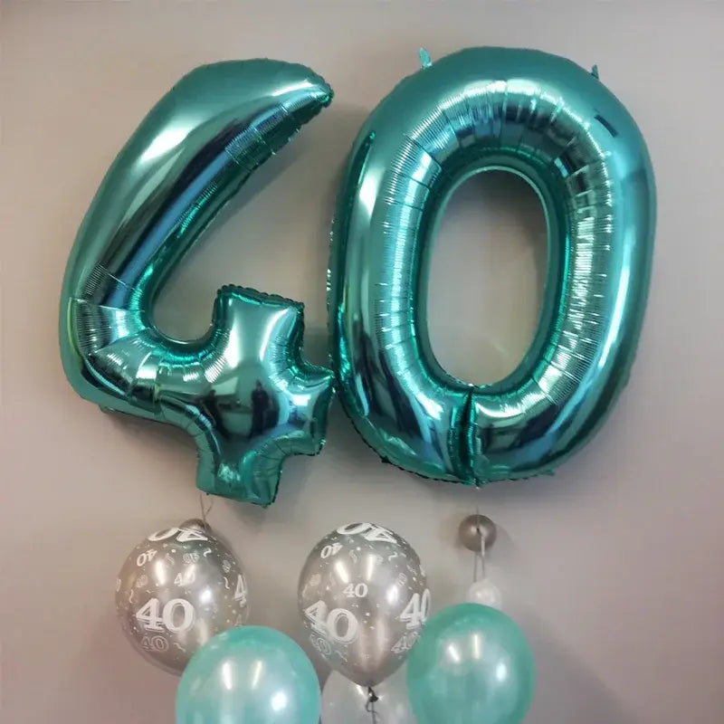 40-inch Tiffany Blue Number Foil Helium Balloon - Birthday Party Decoration