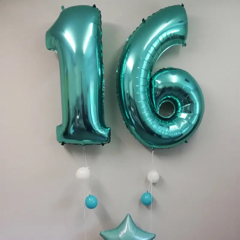 40-inch Tiffany Blue Number Foil Helium Balloon - Birthday Party Decoration