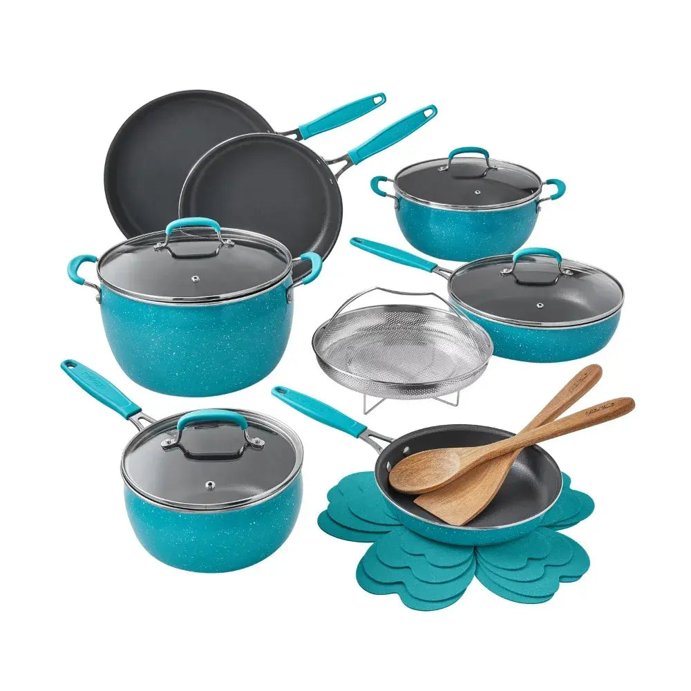 The Pioneer Woman Frontier Speckle 18-Piece Aluminum Cookware Set