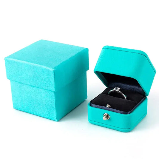 Luxury Romantic Leather Jewelry Gift Box - Elegant Blue Storage Case