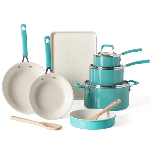 Everyday Charlemont 12-Piece Aluminum Cookware Set - Teal