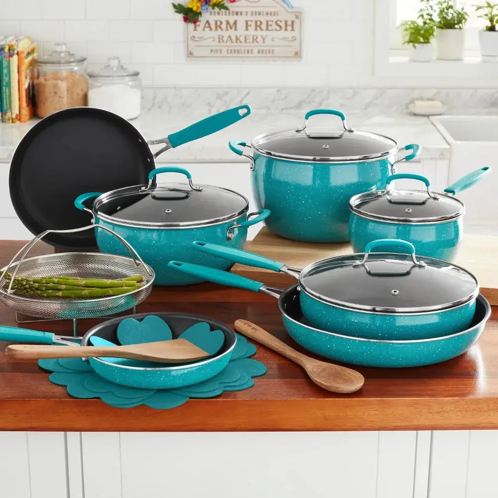 The Pioneer Woman Frontier Speckle 18-Piece Aluminum Cookware Set