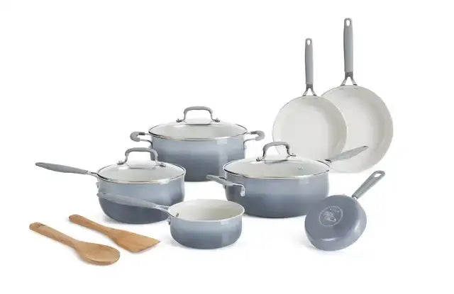 The Pioneer Woman 12-Piece Classic Belly Cookware Set, Ombre Tea