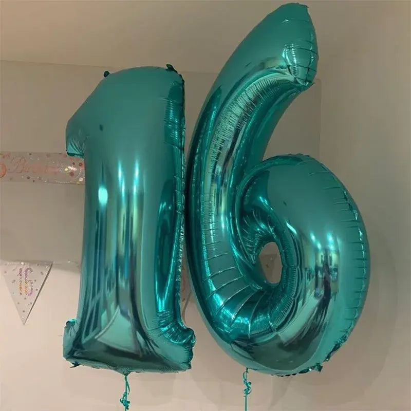 40-inch Tiffany Blue Number Foil Helium Balloon - Birthday Party Decoration