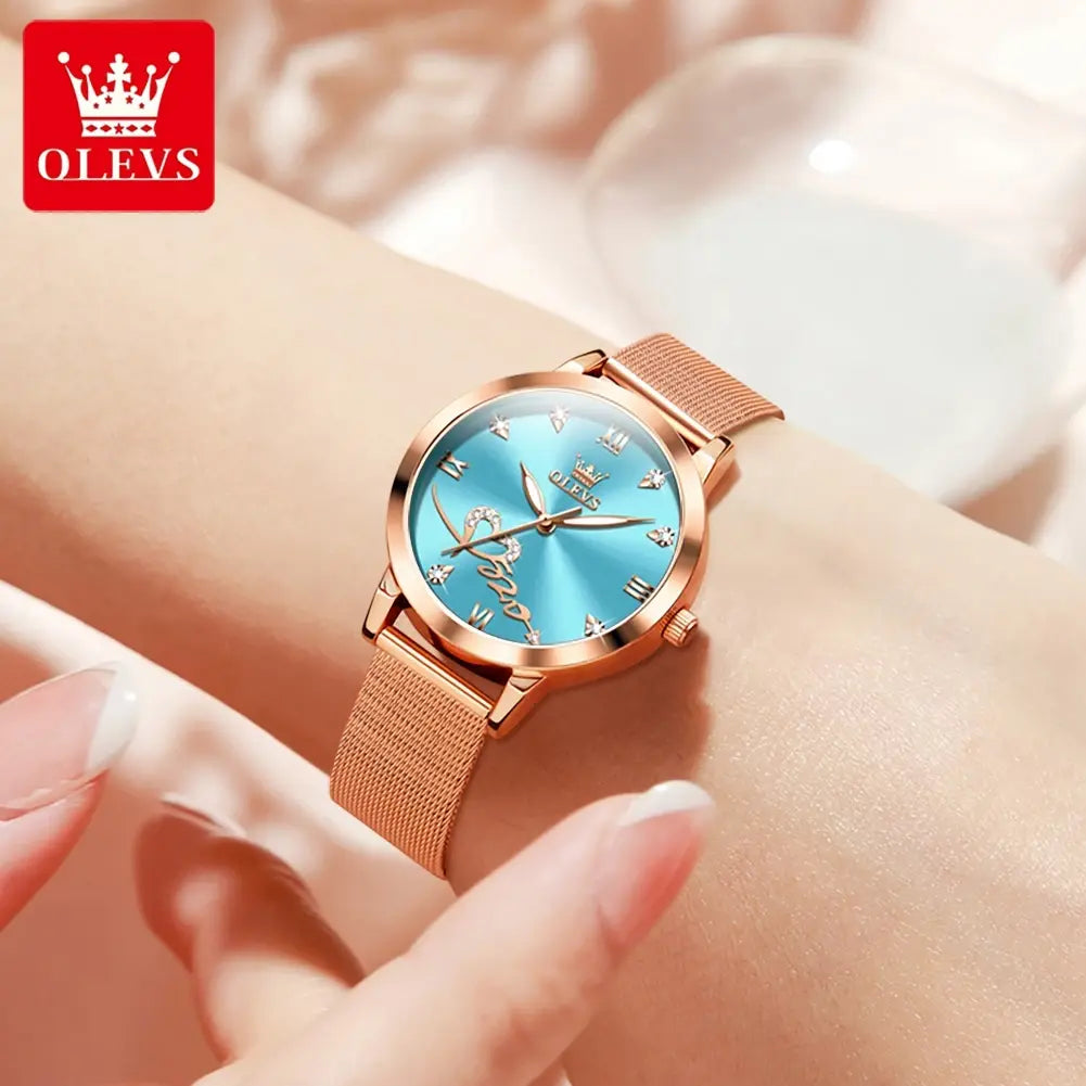 OLEVS Elegant Tiffany Blue Quartz Watch for Women